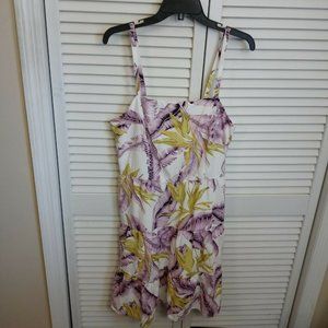 Loft Womens Dress Size 10 Purple White Floral Spaghetti Strap